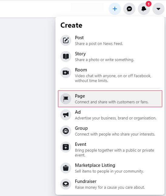 create a facebook page